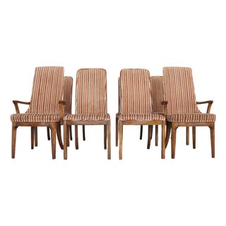 Vintage Attributed to Hickory Manufacturing Co. Burl Wood Dining Chairs (Set of 8) For Sale