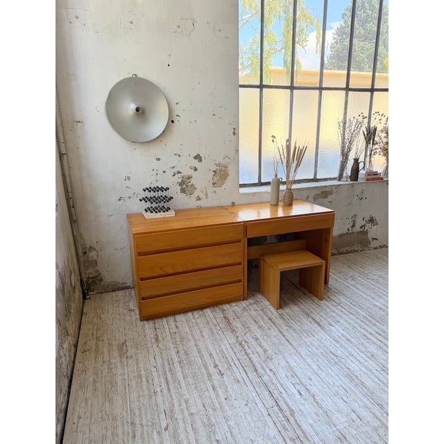 Savoie Desk, Chest of Drawers and Stool in Pine from Maison Regain, 1970s, Set of 4 For Sale - Image 4 of 18
