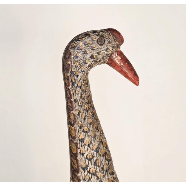 Wood Pair of Thai Carved and Painted Wooden Geese, Circa 1900 For Sale - Image 7 of 13