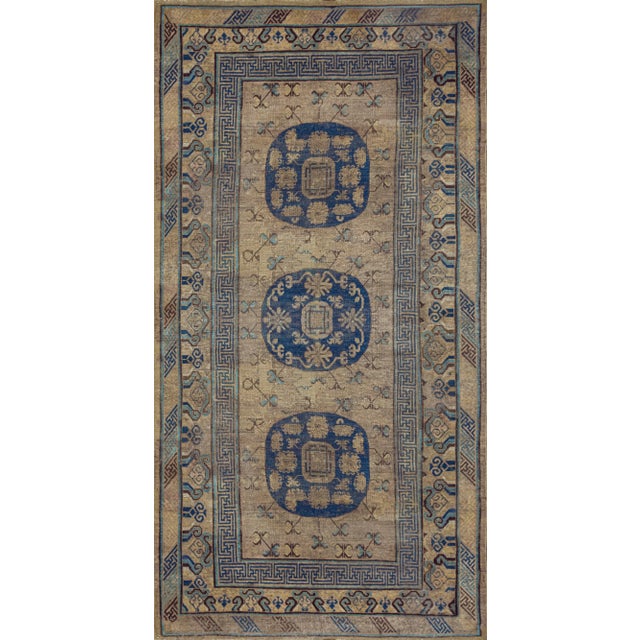 Mid 19th Century Mid 19th Century Handwoven Wool Khotan Rug For Sale - Image 5 of 5