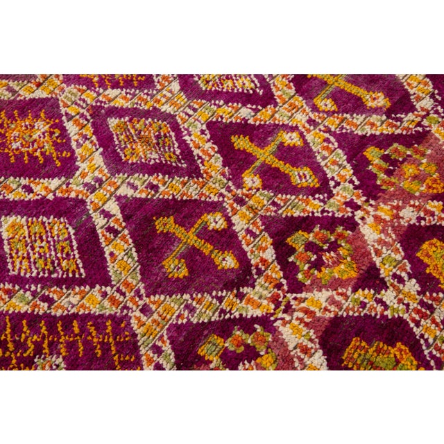 Purple Mid-20th Century Vintage Tribal Moroccan Wool Rug in Purple For Sale - Image 8 of 9