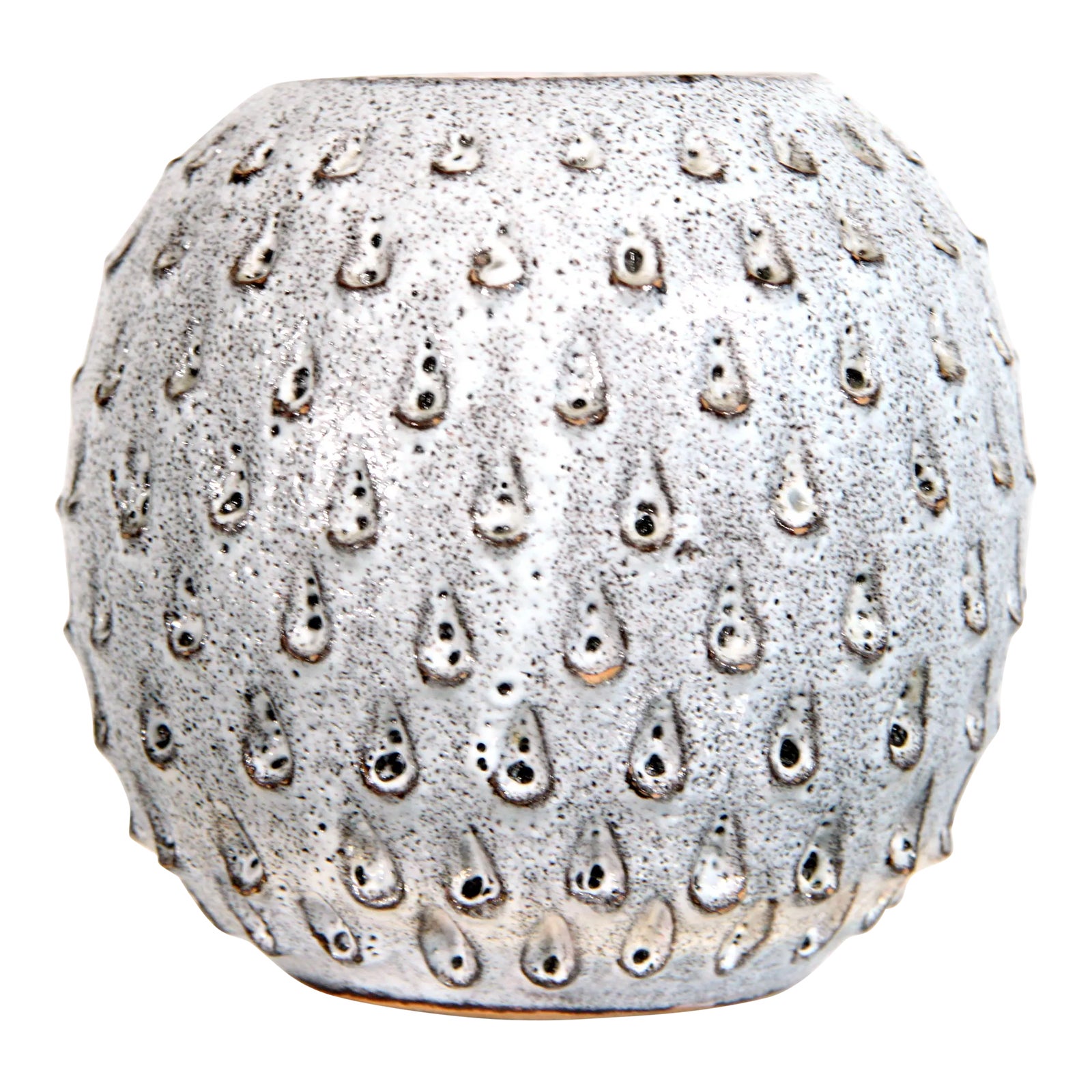 Mid Century Modern White Lava Glaze Italian Pottery Cachepot Vase