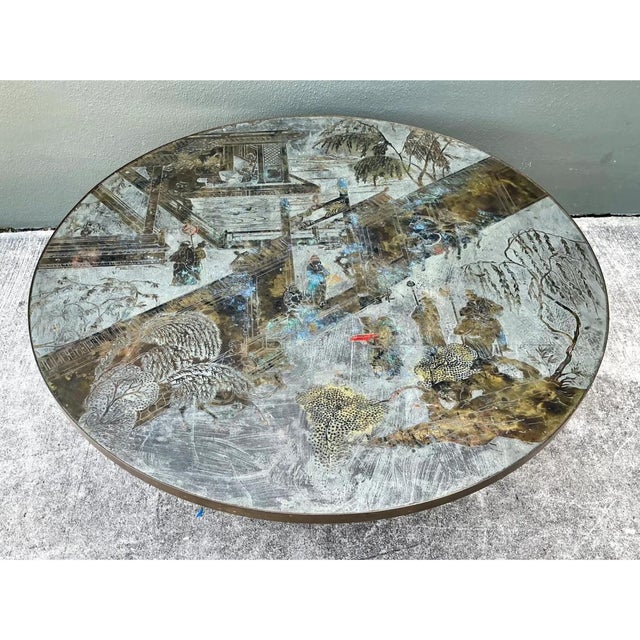 Bronze Vintage Phillip and Kelvin Laverne Etched Bronze Coffee Table For Sale - Image 8 of 15