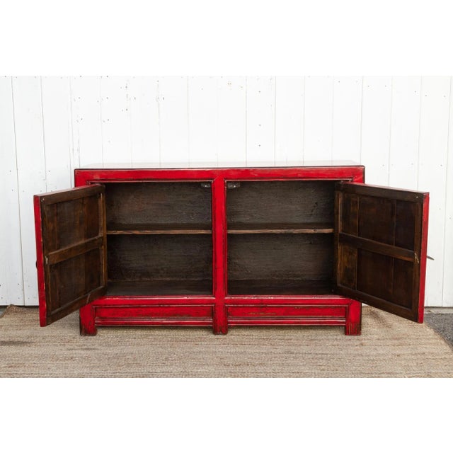 Radiant Red Asian Buffet Cabinet For Sale In Los Angeles - Image 6 of 10