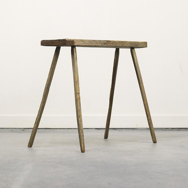 Primitive Wabi Sabi Old Farmhouse Workbench / Side Table For Sale - Image 13 of 13