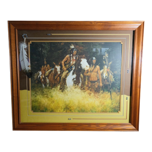 Howard Terpning "The Warning" Signed Limited Edition Lithograph - Custom Shadowbox Frame