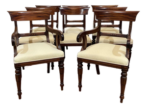 Vintage English Armchairs and Side Chairs in Mahogany, 1950s, Set of 8