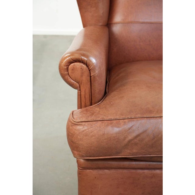 Wing Club Chair in Cowhide Leather For Sale - Image 12 of 14