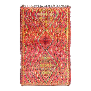 Mid 20th Century Mid-Century Tribal Moroccan Vintage Rug With Colorful, Vibrant Diamond Pattern