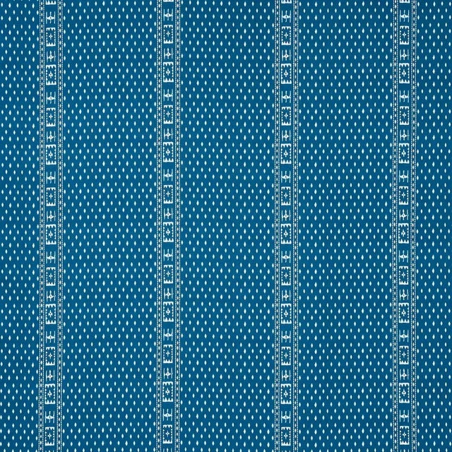 Schumacher Indah Batik Fabric in Indigo For Sale