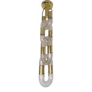 Brass Chandelier Chain Murano Glass by Aldo Nason for Mazzega, Italy, 1970s