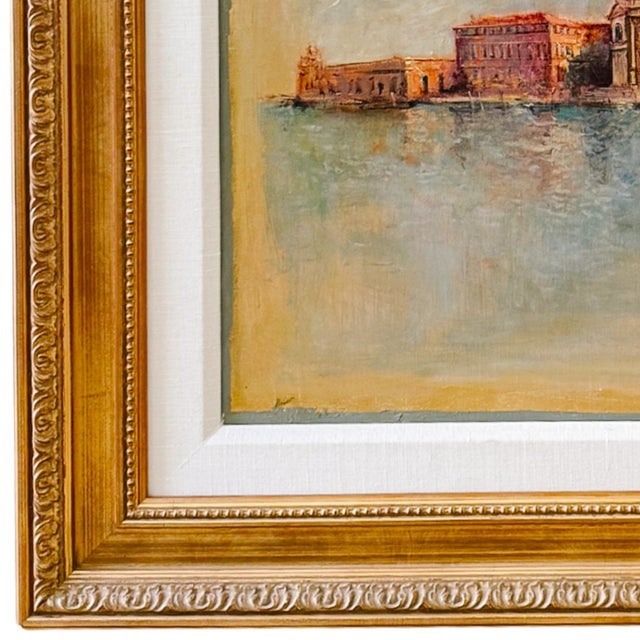 Wood 1970s Armand Merizon Large Original Oil Painting "Horizons" Venice Grand Canal Impressionist For Sale - Image 7 of 9