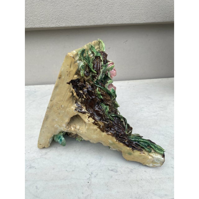 Late 19th Century French Majolica Rose & Daisy Sconce For Sale - Image 9 of 9