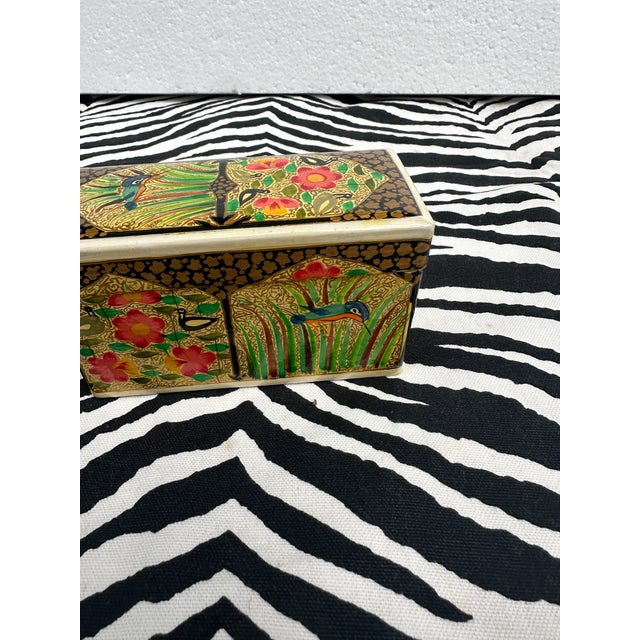 1970s Small Wooden Painted Safari Humming Bird Box For Sale - Image 4 of 8