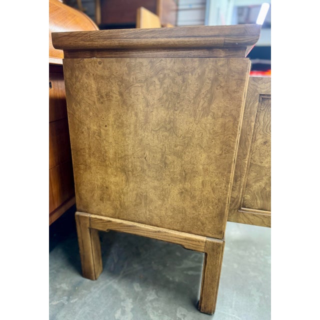 Wood Mid 20th Century Burl Walnut Four Door Sideboard Credenza by Thomasville For Sale - Image 7 of 12
