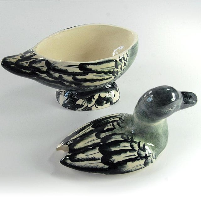 Ceramic Italian Handpainted Ceramic Duck Lidded Container, 1960s-1970s For Sale - Image 7 of 12