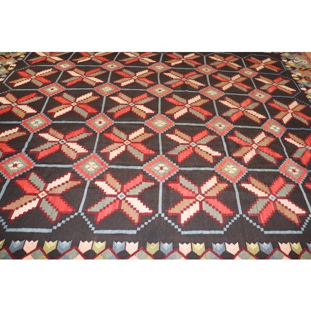 Large square size Antique Russina Besserabian Kilim from the early 20th century