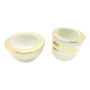 Mid-Century Alfa Hand Painted 22kt Gold Italian Ceramic Display Bowls - a Pair