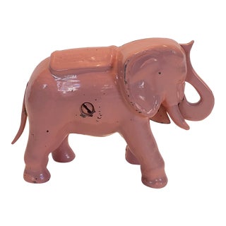 Vintage Pink Iron Mechanical Coin Bank For Sale