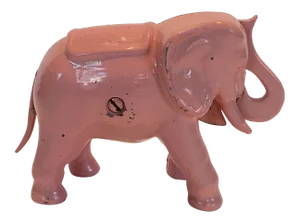 Vintage Pink Iron Mechanical Coin Bank