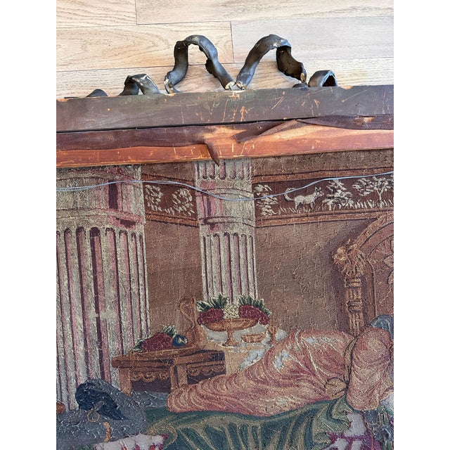 Textile Antique Handcrafted needlepoint depicting a classical romanticized Orientalist For Sale - Image 7 of 18