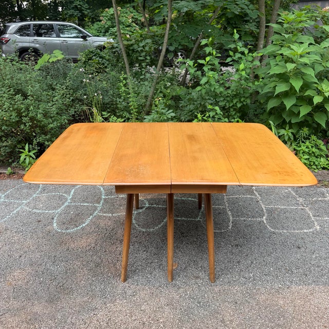 Mid 20th Century Mid Century Modern Attributed Heywood Wakefield “Wishbone” Drop-Leaf Dining Table For Sale - Image 5 of 8
