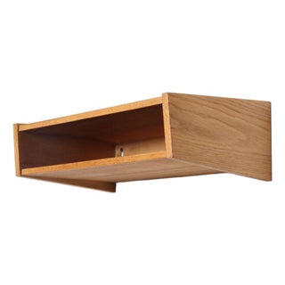 Petite Danish Modern Floating Shelf / End Table / Nightstand in Oak For Sale