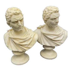 1950’s Pair of Hand Carved and Signed Resin Busts of “Caracalla”