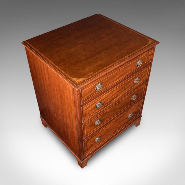 Wood Antique Small Chest of Drawers, English, Georgian Revival, Tallboy, Edwardian For Sale - Image 7 of 11