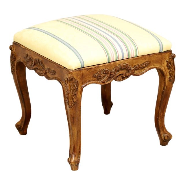 Mid 20th Century Walnut French Country Bench Footstool - A For Sale