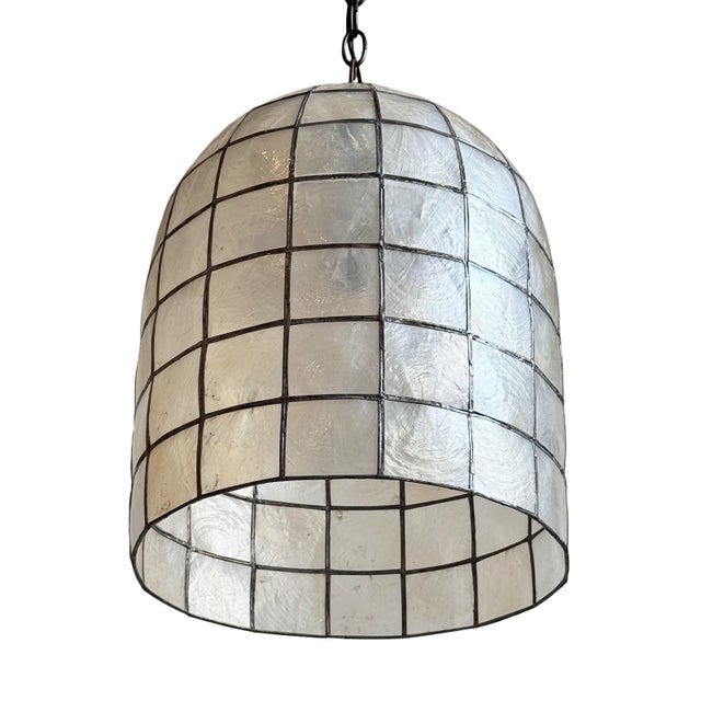 Capiz Shell Bell Pendant Light Medium For Sale - Image 9 of 13