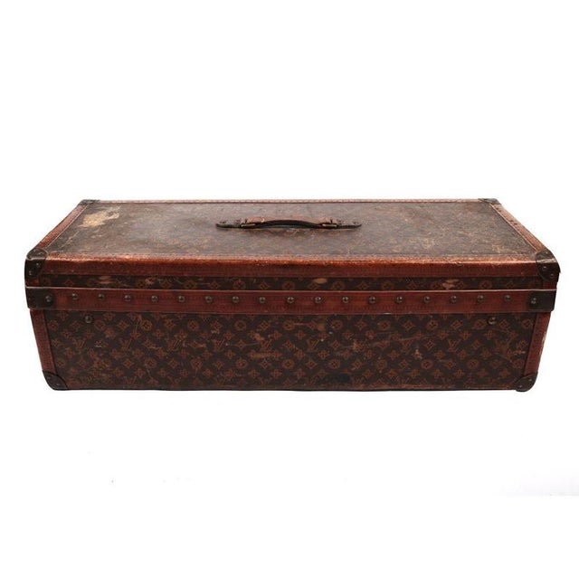 Antique Monogram Cabin Trunk on Custom Stand Case from Louis Vuitton, 1910s For Sale - Image 6 of 8