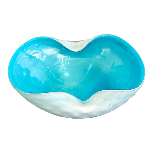 Vintage Boho Art Glass Bowl After Murano For Sale