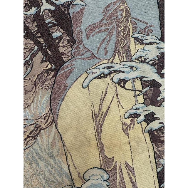 French Aubusson Style Jacquard Tapestry Winter by Alphonse Mucha, 2000s For Sale - Image 3 of 18