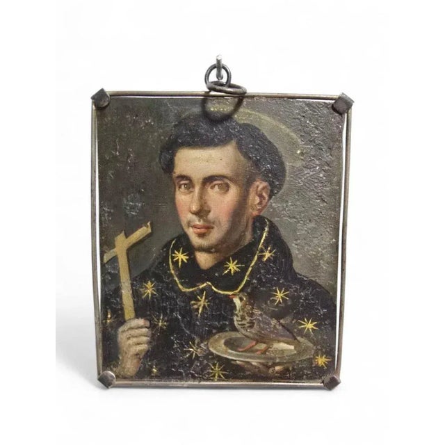 Double-Sided Diptych with Saint Nicholas of Tolentino & Virgin and Child, 1650, Oil on Copper For Sale - Image 4 of 13