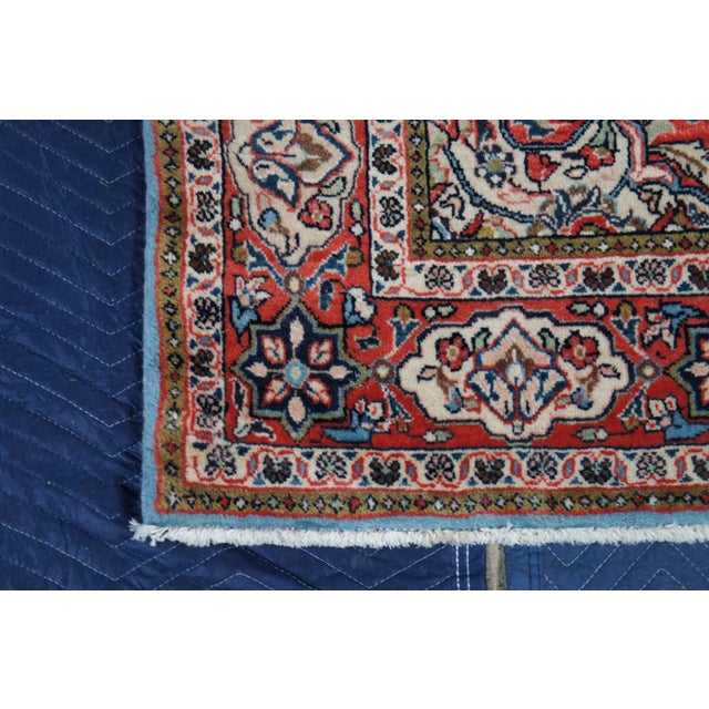 Traditional Red & Blue Geometric Floral Medallion Wool Area Rug Carpet 4 X 7' For Sale - Image 4 of 10