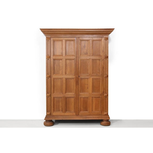 Wood Antique Oak Panel Cabinet, 1890s For Sale - Image 7 of 7