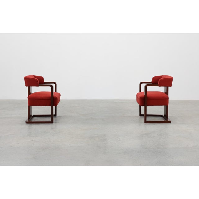 1920s Red Art Deco Chairs, Belgium, 1920, Set of 2 For Sale - Image 5 of 11