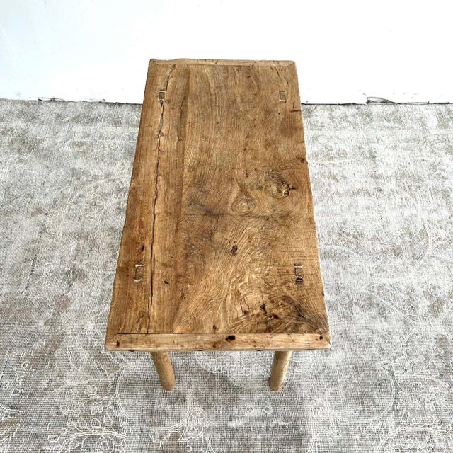 Late 20th Century Vintage Elm Wood Console Table Chairish