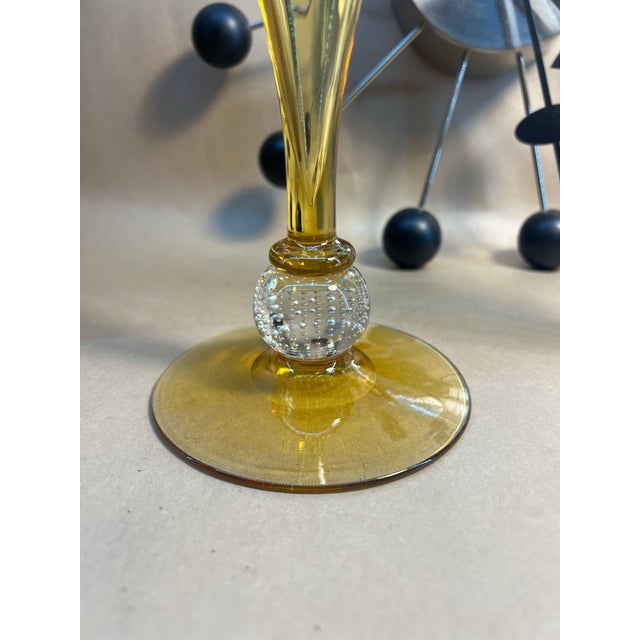 Pairpoint Glassworks 1920s Pairpoint Honey Amber Candlesticks, Uv Reactive, 12-Inch Pair For Sale - Image 4 of 10