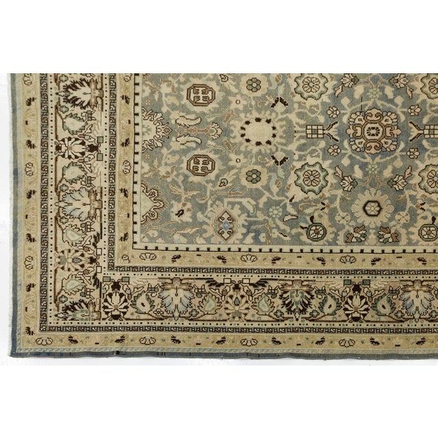11x13 Antique Handmade Malayer Style Wool Rug in Soft Neutral & Blue Palette For Sale - Image 4 of 8