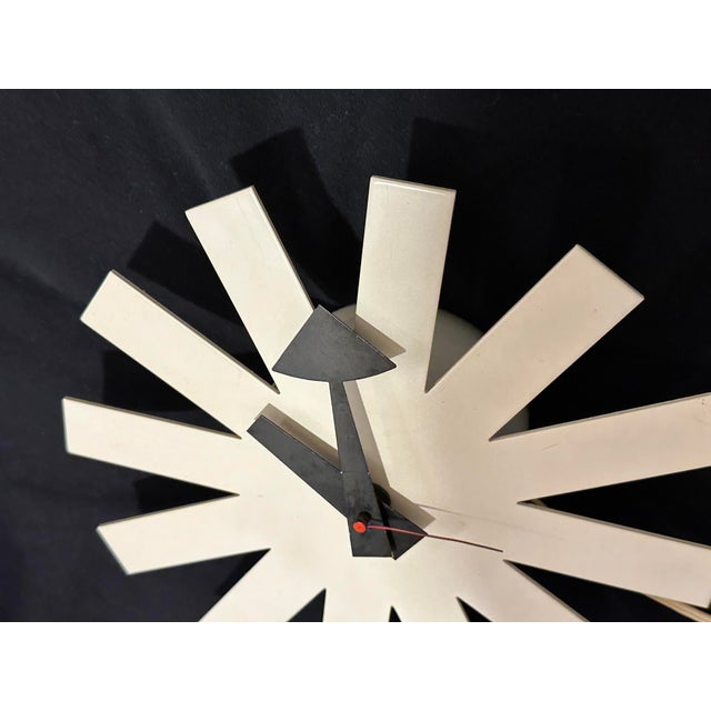 Howard Miller Howard Miller White Asterisk Clock Mid Century For Sale - Image 4 of 12