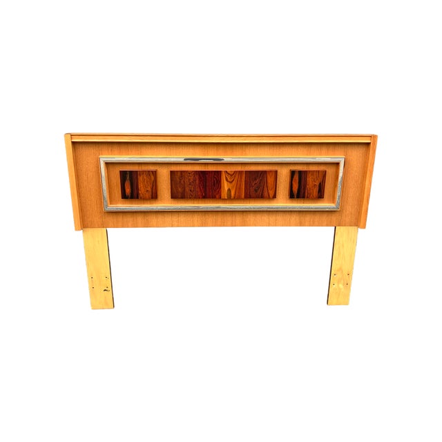 Brutalist Vintage Brutalist Modern Style Queen Headboard in Rosewood and Oak For Sale - Image 3 of 5