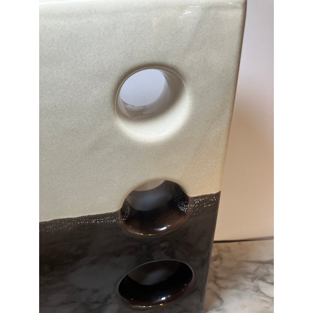 Artis Portugal Two Tone Geometric Cutout Vase Cream For Sale - Image 10 of 17
