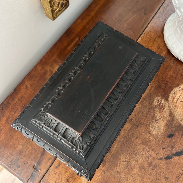 Antique Italian Renaissance Style Grand Tour Carved Wood Cassone Footed Casket Box For Sale - Image 4 of 8