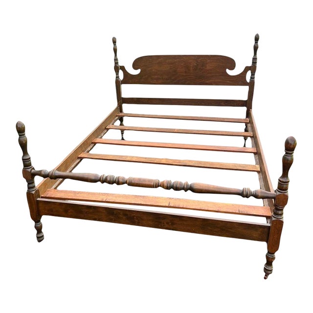 - Vintage Solid Wood Turned-Post Full Size Bed Frame For Sale