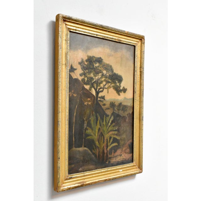 Orientalist animated scene painting, XIXth c. Orientalist oil on canvas representing an animated landscape with two...