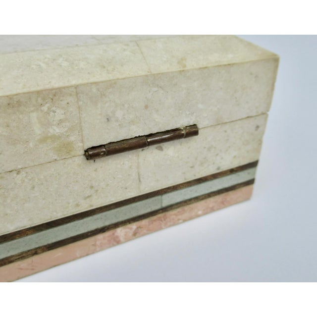 C.1970's-80's Maitland-Smith Attributed. Tessellated Stone Keepsake Lidded Box With Brass Trim For Sale - Image 12 of 12