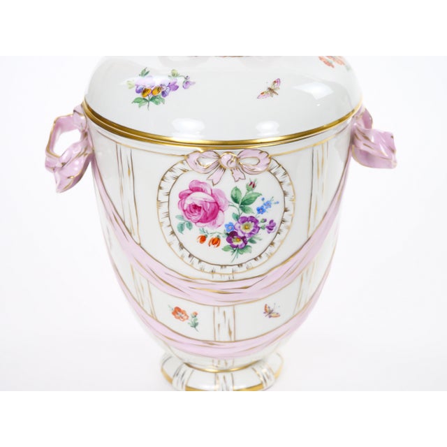 KPM Porcelain Covered Centerpiece Vase / Ribbon Decoration, Germany, Circa 1960 For Sale - Image 9 of 14