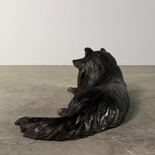Metal Large Bronze Collie Dog Sculpture, 28” Long, Reclining Lassie-Style Figure For Sale - Image 7 of 10